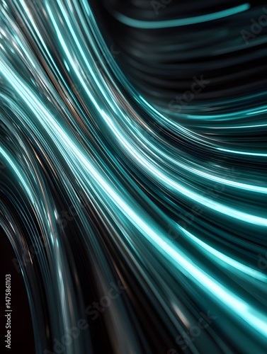 Dynamic Flow of Light Waves in Electric Blue and Silver Hues