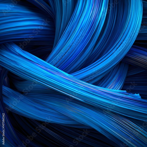 Abstract Blue Waves Flowing in Artistic Liquid Pattern Design