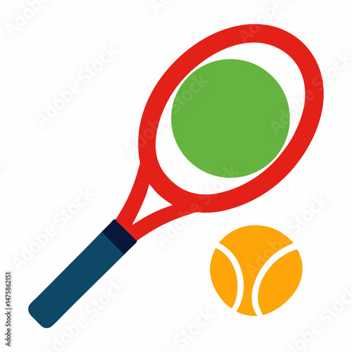 Tennis Racket and Ball Vector Illustration for Sports and Fitness Design Projects