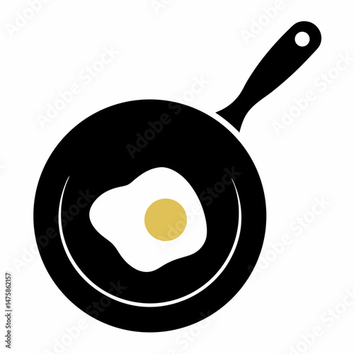 Frying Pan Egg Breakfast Icon Vector for Cooking and Food Design Projects