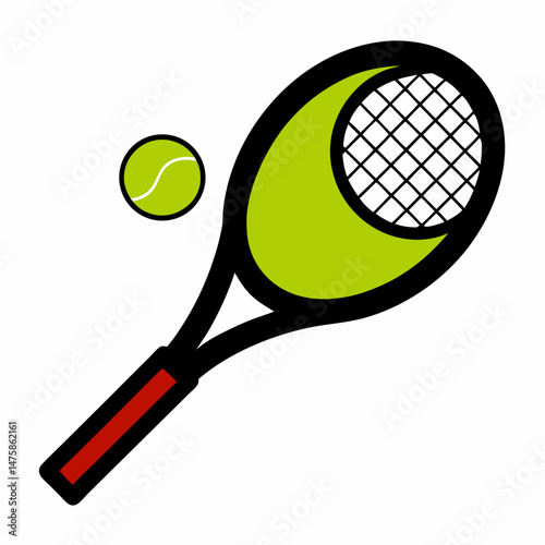 Tennis Racket and Ball Vector Illustration for Sports and Fitness Design Projects