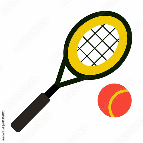Tennis Racket and Ball Vector Illustration for Sports and Fitness Design Projects