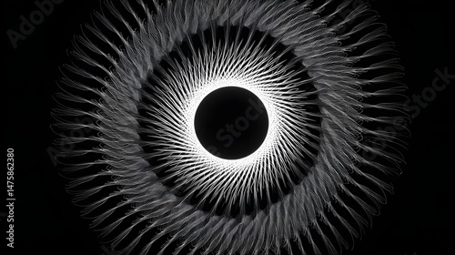 Abstract Spiraling Design Featuring Circular Patterns and Lines