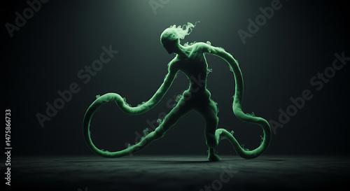 green serpent in smoke mystical ethereal reptile