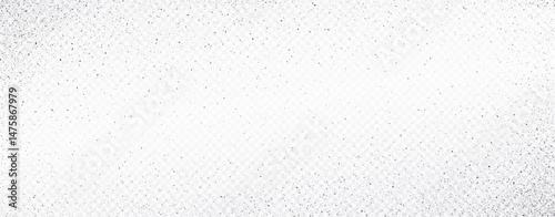 Tiny black particles on light gray transparent background. Black dots in the corner. Dust background