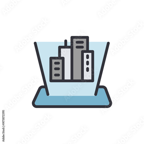 Modern City Hologram Projection For Future Architectural Visualization