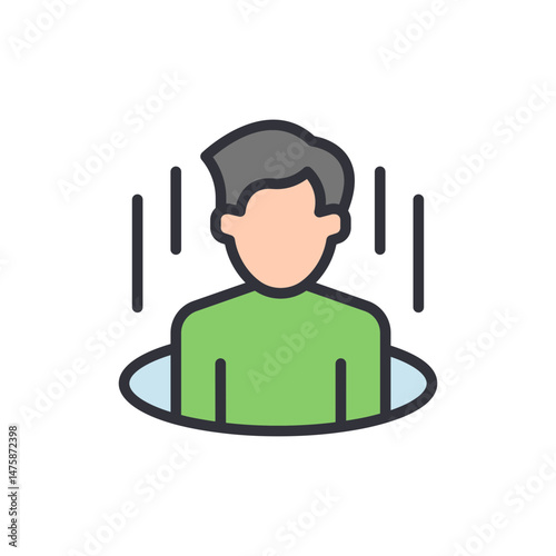 Abstract Illustration Of Man Peering Into A Circular Hole Concept