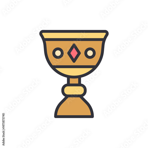 Golden Goblet Ornament With Diamond Emblem On Transparent Background