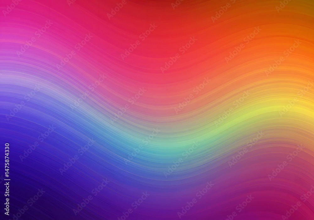 Obraz premium A clean and calming wave design with pastel rainbow colors over a smooth gradient, great for modern designs.