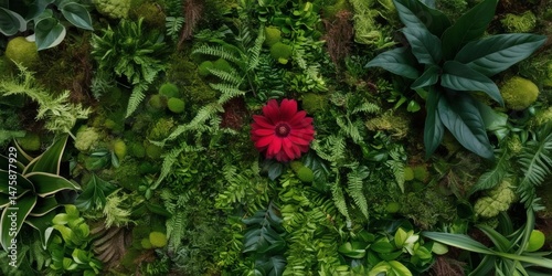 Detailed Red Flower with Water Droplets on Petals Background for Fresh and Natural Looks