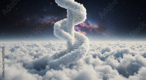 Stair in clouds celestial ethereal figure