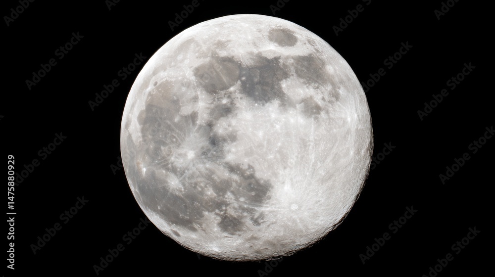 Obraz premium Stunning close-up view of the full moon showcasing detailed surface features and craters against a black sky backdrop