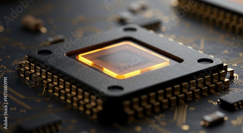 Illuminated Microchip: A Close-Up of Advanced Technology
