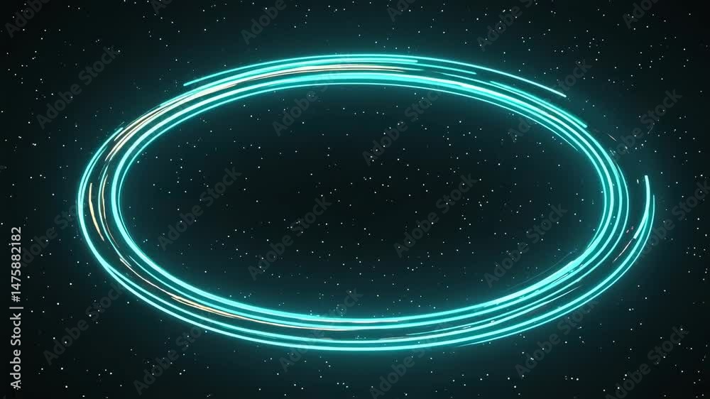 Glowing Cyan Circular Energy Field on Starfield Background