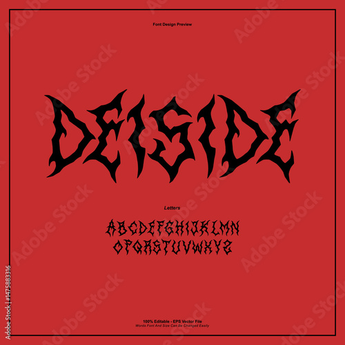 Death Metal Typeface, Black Metal, Heavy metal, Brutality, Punk Rock font. scary typography, horror Alphabet. editable for graphic design resources, stickers, prints, music poster etc.