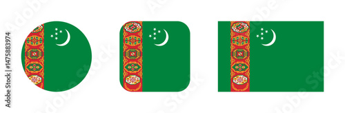 Turkmenistan flag icon set