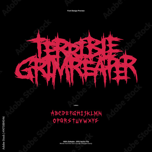 Death Metal Typeface, Black Metal, Heavy metal, Brutality, Punk Rock font. scary typography, horror Alphabet. editable for graphic design resources, stickers, prints, music poster etc.