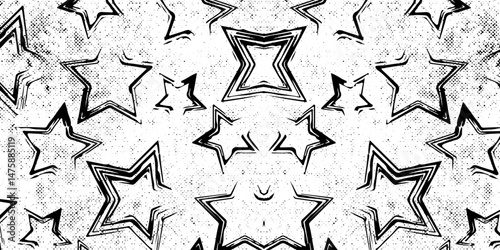 Set of distressed stars in grunge style.