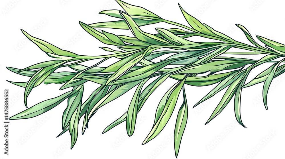 Fototapeta premium Delicate illustration of a flowering herb's branch.