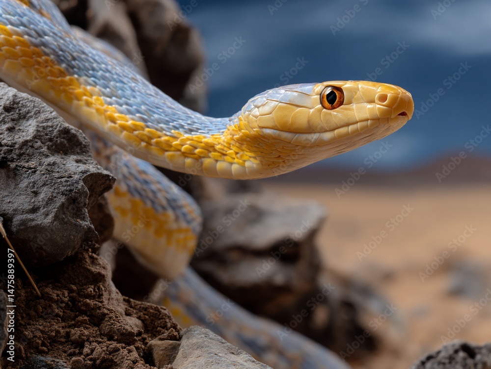Fototapeta premium Close-up of a snake on rocks