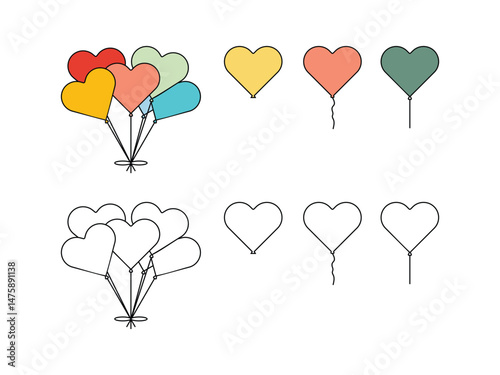 party balloon love shape symbol icon design vector isolated transparent background