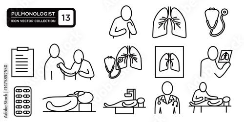 Pulmonologist icon collection, editable and resizable vector icon templates.