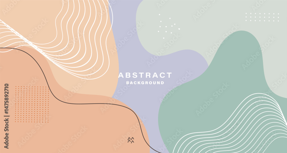 Soft pastel abstract background with flowing shapes and line elements Soft pastel abstract background with flowing shapes and line elements