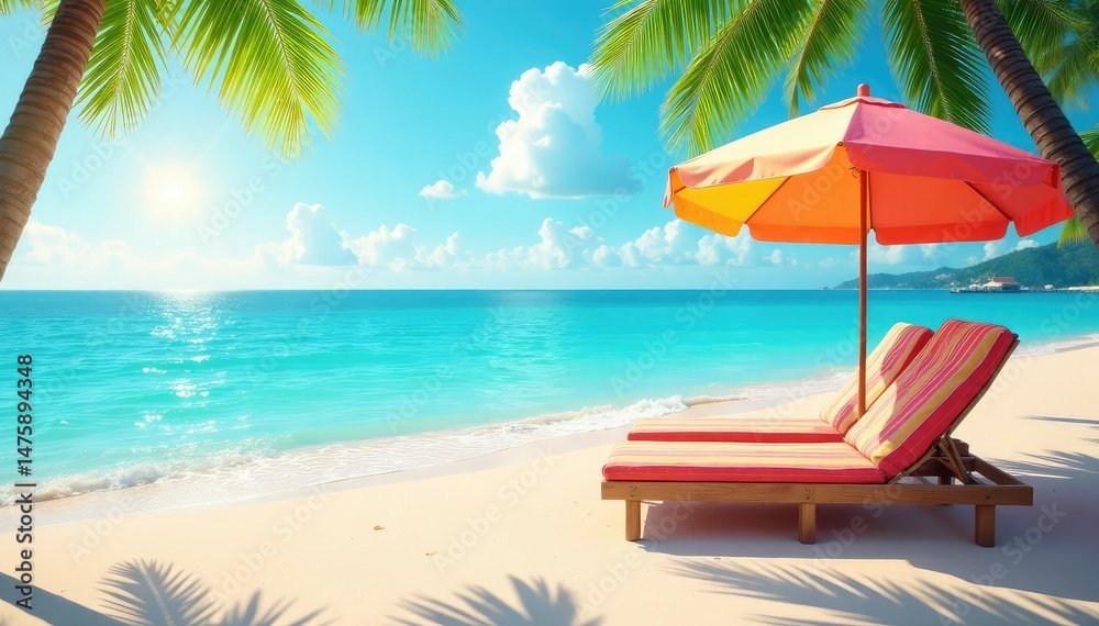 Obraz premium Summer sale banner, vibrant colors, beach scene, discount, promotion , limited, holiday, offer