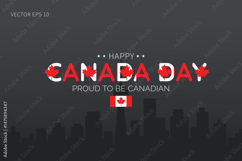 Fototapeta premium Canada Day Gray Theme with Flags and Pride Message