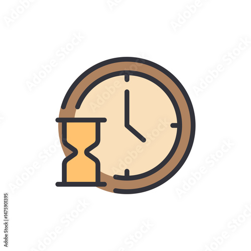 Clock And Hourglass Representing Time Management And Deadline Concepts