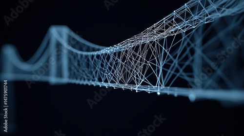 Innovative bridge engineering visualization digital space abstract graphic modern environment close-up perspective