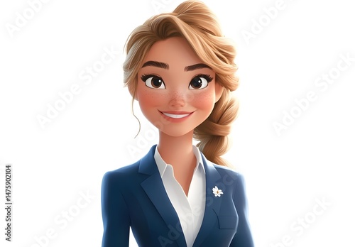 Smiling Cartoon Businesswoman