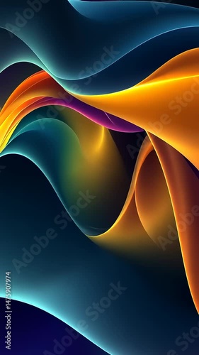 Abstract colorful waves flow across a dark backdrop, creating a dynamic and vibrant visual