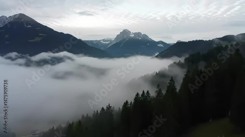 Foggy Mountain Landscape from Above