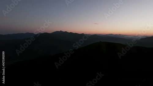 Drone View of Mountain at Sunrise