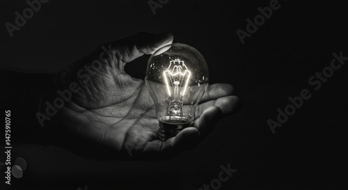 Illuminated light bulb in hand symbolizing innovation and creativity