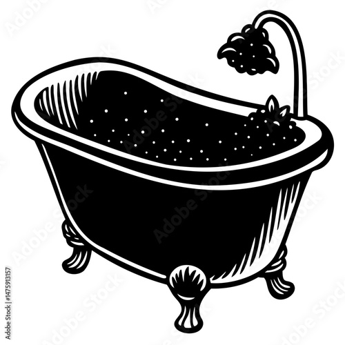 Modern bathtub silhouette vector icon in black with no background