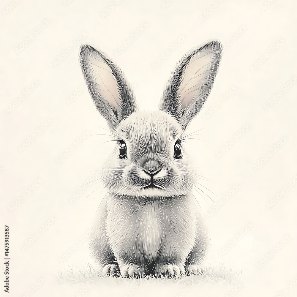Obraz premium Cute Gray Bunny Portrait