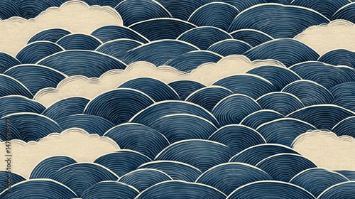 Serene Ocean Waves Pattern japanese patterns