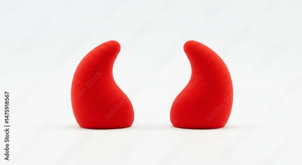 Minimalist abstract red objects sculpture on white background