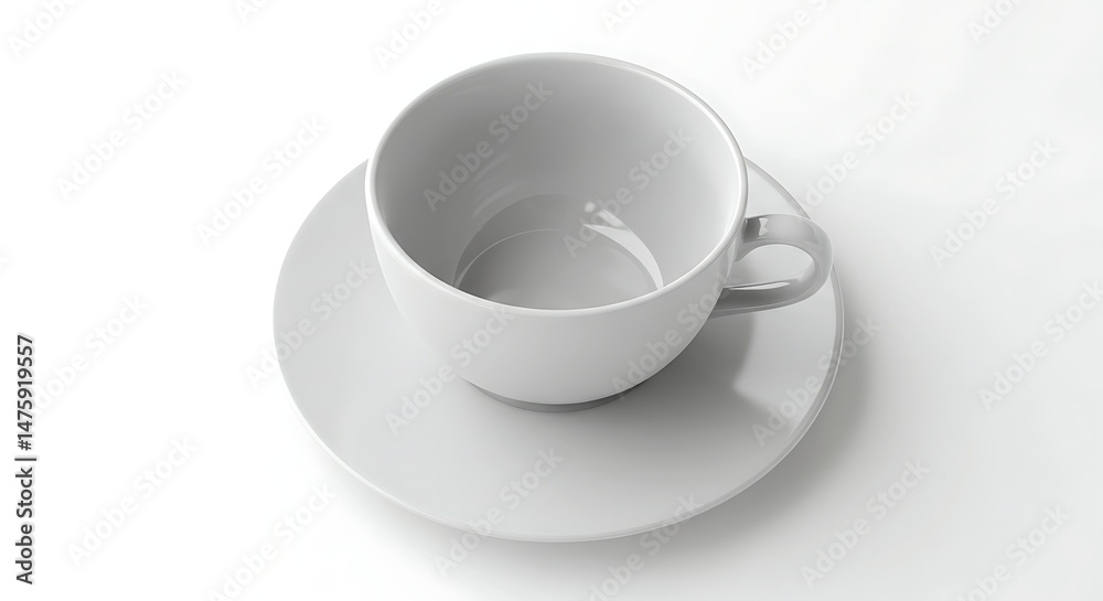 Empty white teacup on saucer Empty white teacup on saucer