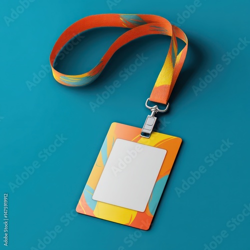 3D cartoon lanyard mockup with blank space for your custom branding and logo.,