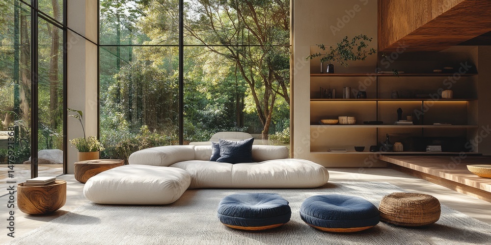 Obraz premium Modern living room with a natural feel.