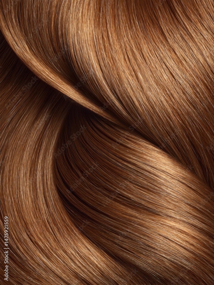 Fototapeta premium Close Up of Flowing Auburn Hair Showing Highlights and Texture in Studio Lighting for Beauty and Fashion