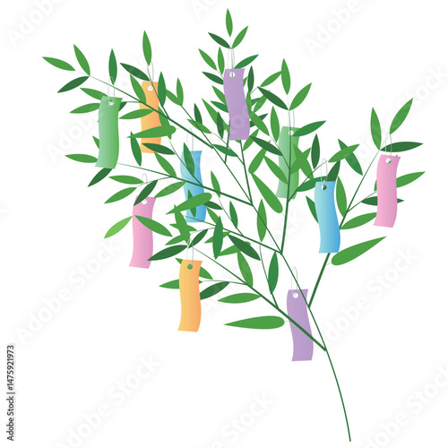 七夕　笹　短冊　飾り　アイコン