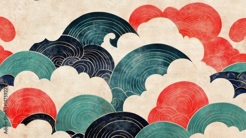 Japanese Wave Pattern Art Print japanese patterns