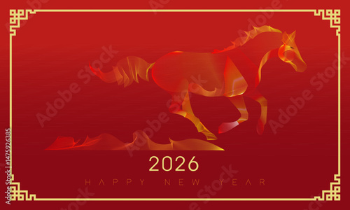 happy new  year 2026, 2026 the year of horse , design for card , calender of chinese new year 2026