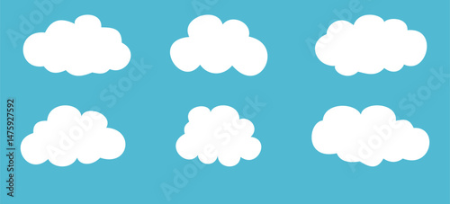 Set of different clouds. Simple cloud collection. For Art, Print, Web design. Vector Illustration.