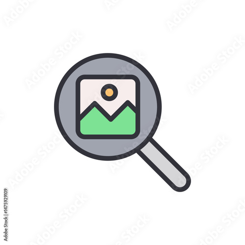 Landscape Image Under Magnifying Glass Search Icon With Transparent Area