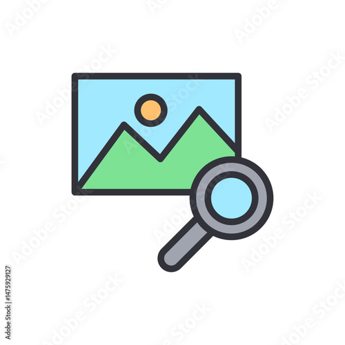 Landscape Exploration Through Magnifying Glass Symbol On Transparent